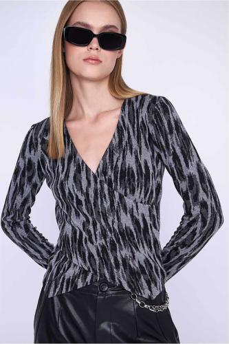 'ALE γυναικεία μπλούζα με animal print - 82098219 Ανθρακί S
